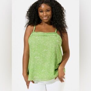 Torrid Chiffon Floral Pintuck Square Neck Cami Size 1X Summer Resort Cruise NEW